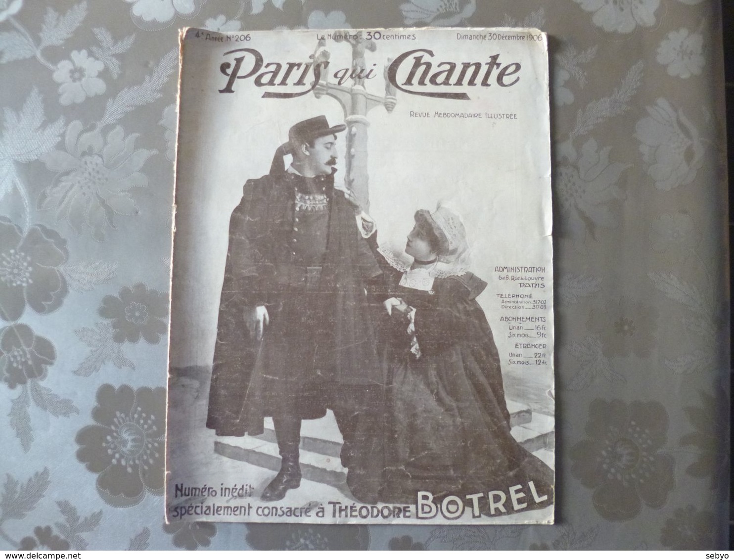 Théodore Botrel.  Paris Qui Chante.  30 Décembre 1906. - Musica Popolare