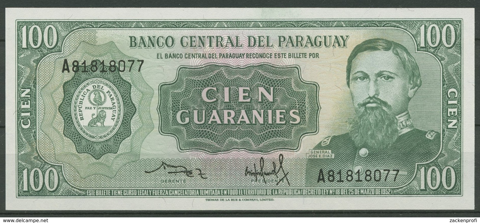 Paraguay 100 Guaranies 1982, KM 205 Kassenfrisch (K544) - Paraguay