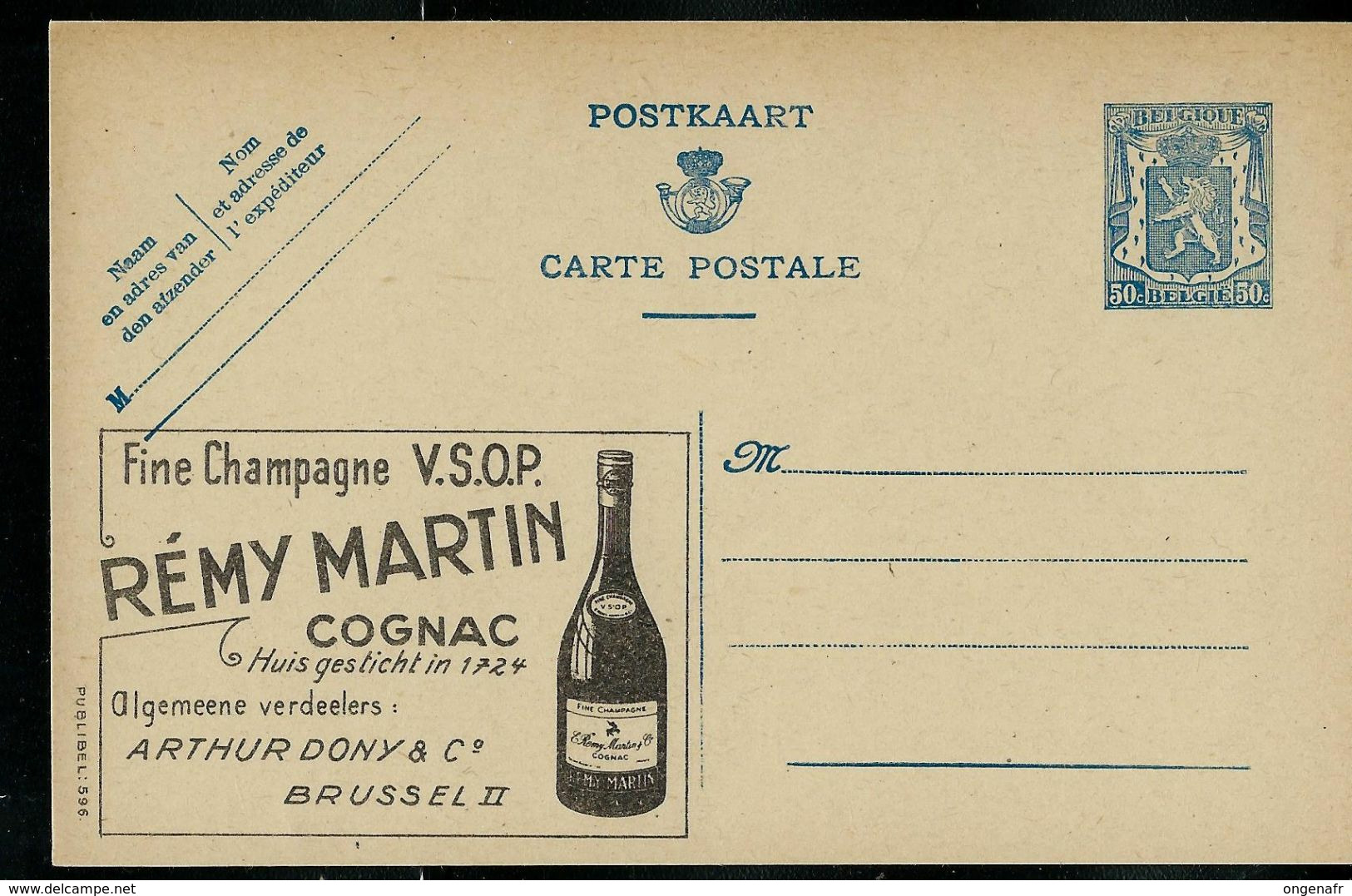 Publibel Neuve N° 596 ( REMY MARTIN - Cognac - Alcool ) - Publibels