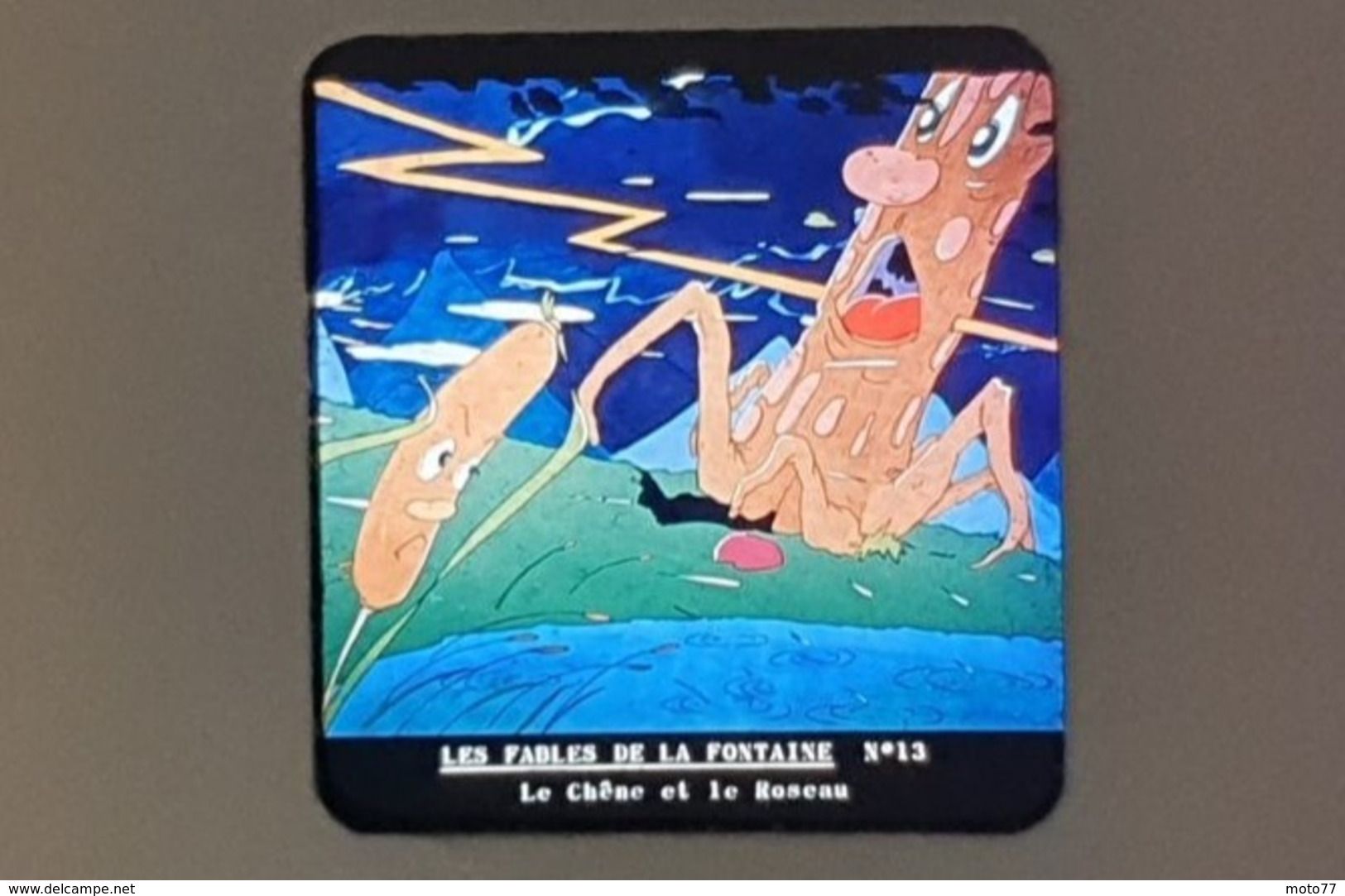 Rare 2 STÉRÉOCARTES - Vues en  RELIEF et en COULEUR pour Boitier lumineux stéréoscopique - Fables de La Fontaine - 1963