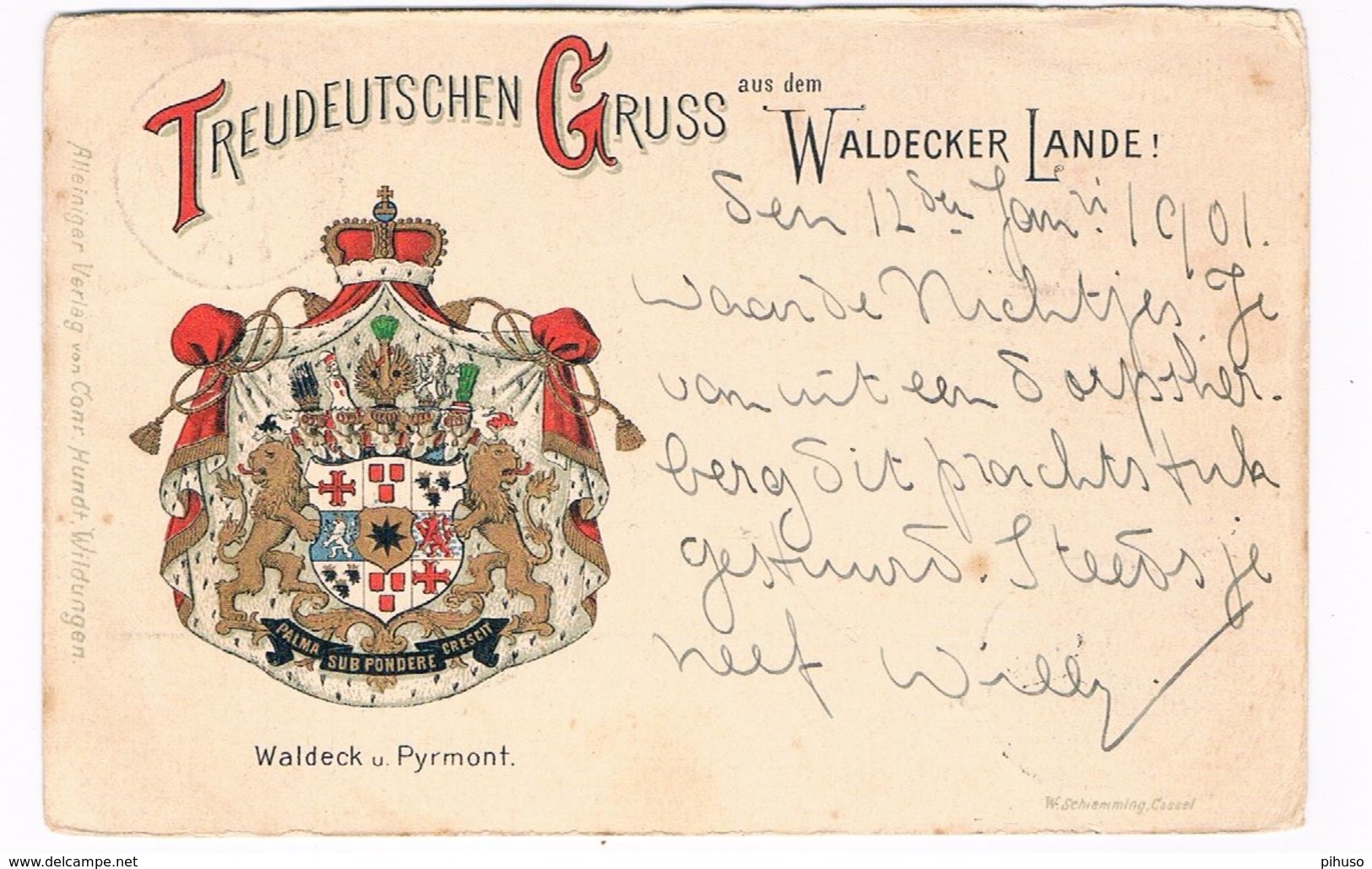 D-11329   WALDECK - PYRMONT : Treudeuttschen Gruss Aus Dem Waldecker Lande ( Wappen, Coat Of Arms,Blason ) - Bad Arolsen
