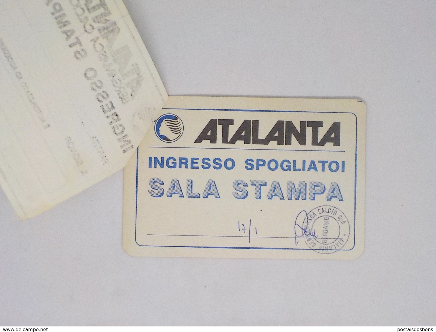 Cx13 BB 60) FOOTBALL Ticket Stub Press Card Serie B ATALANTA BC - US CATANZARO  17.01.1988 8x11,5cm - Otros & Sin Clasificación