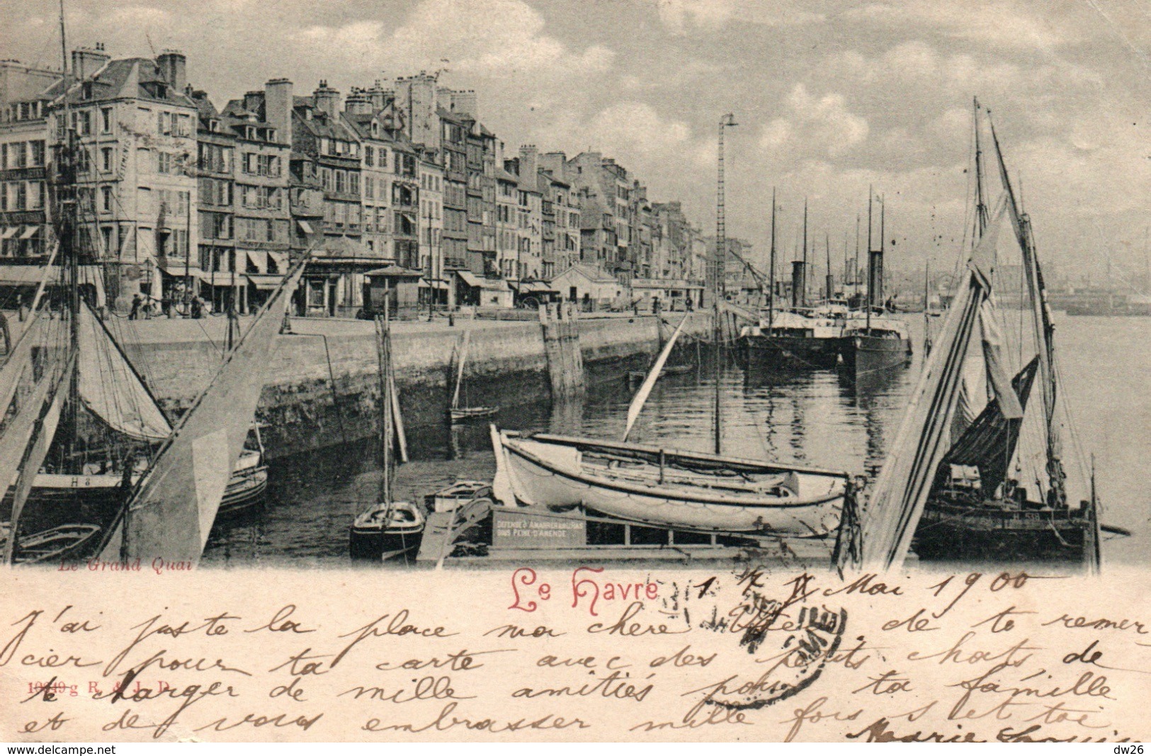 Le Havre La Nuit En 1900 - Le Grand Quai - Carte R. & J. D.. Dos Simple N° 10649 - Port