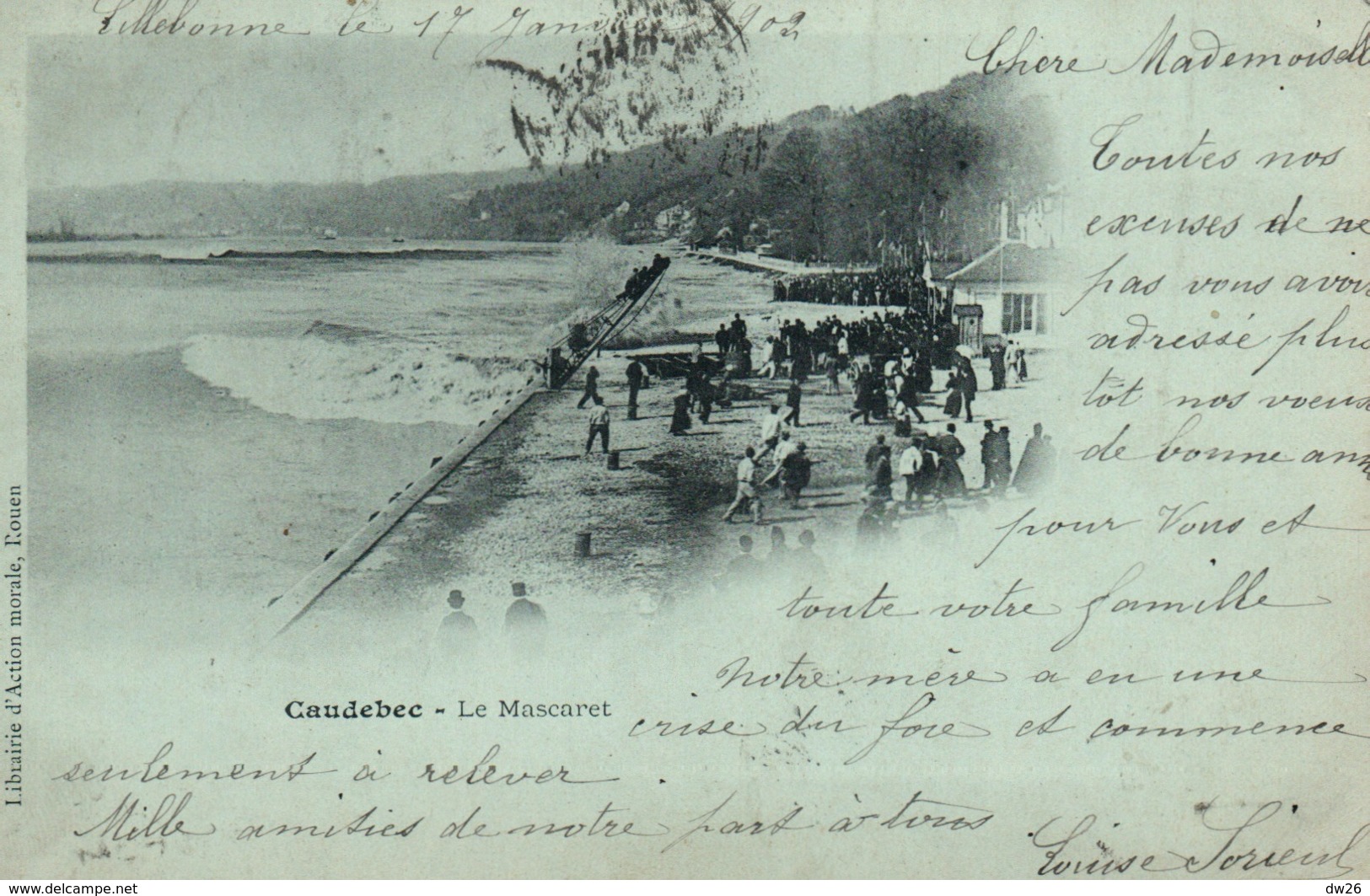 Caudebec-en-Caux - Le Mascaret - Librairie L'Action Morale - Carte Dos Simple En 1902 - Caudebec-en-Caux