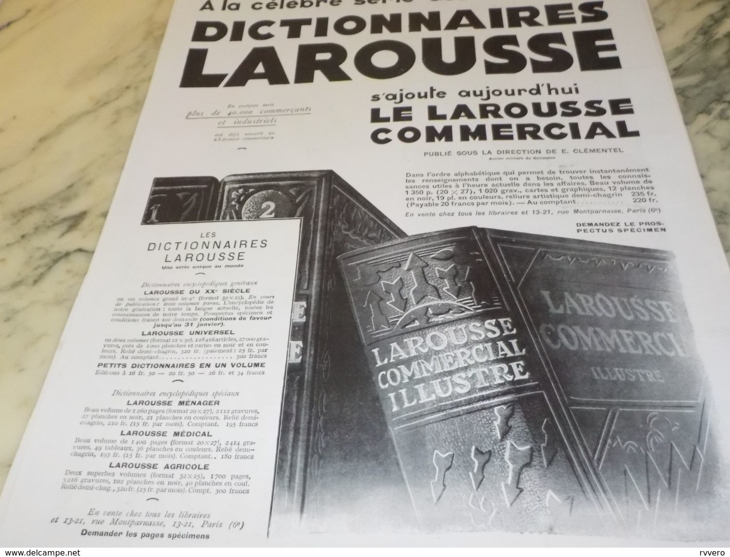 ANCIENNE PUBLICITE DICTIONNAIRES LAROUSSE 1930 - Other & Unclassified