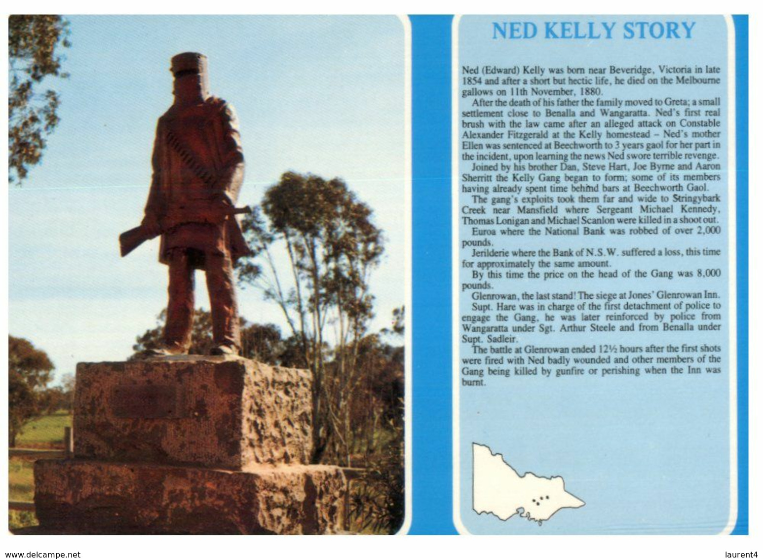 (H 20) Australia - VIC - Glenrowan - Big Ned Kelly Memorial Statue & Story - Andere & Zonder Classificatie