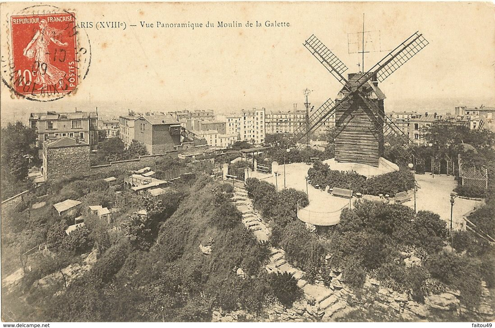 75 - PARIS  XVIII  - Vue Panoramique Du Moulin De La Galette  94 - Arrondissement: 18