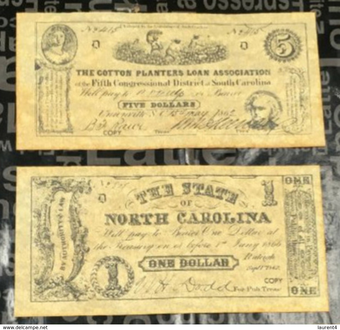 (special) Folder With "unique Replica Of Original Currency" (7)- Confederates - Autres & Non Classés