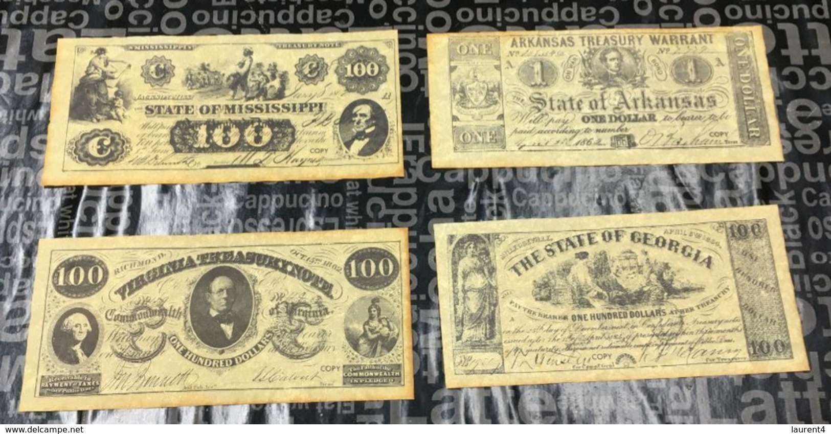 (special) Folder With "unique Replica Of Original Currency" (7)- Confederates - Altri & Non Classificati