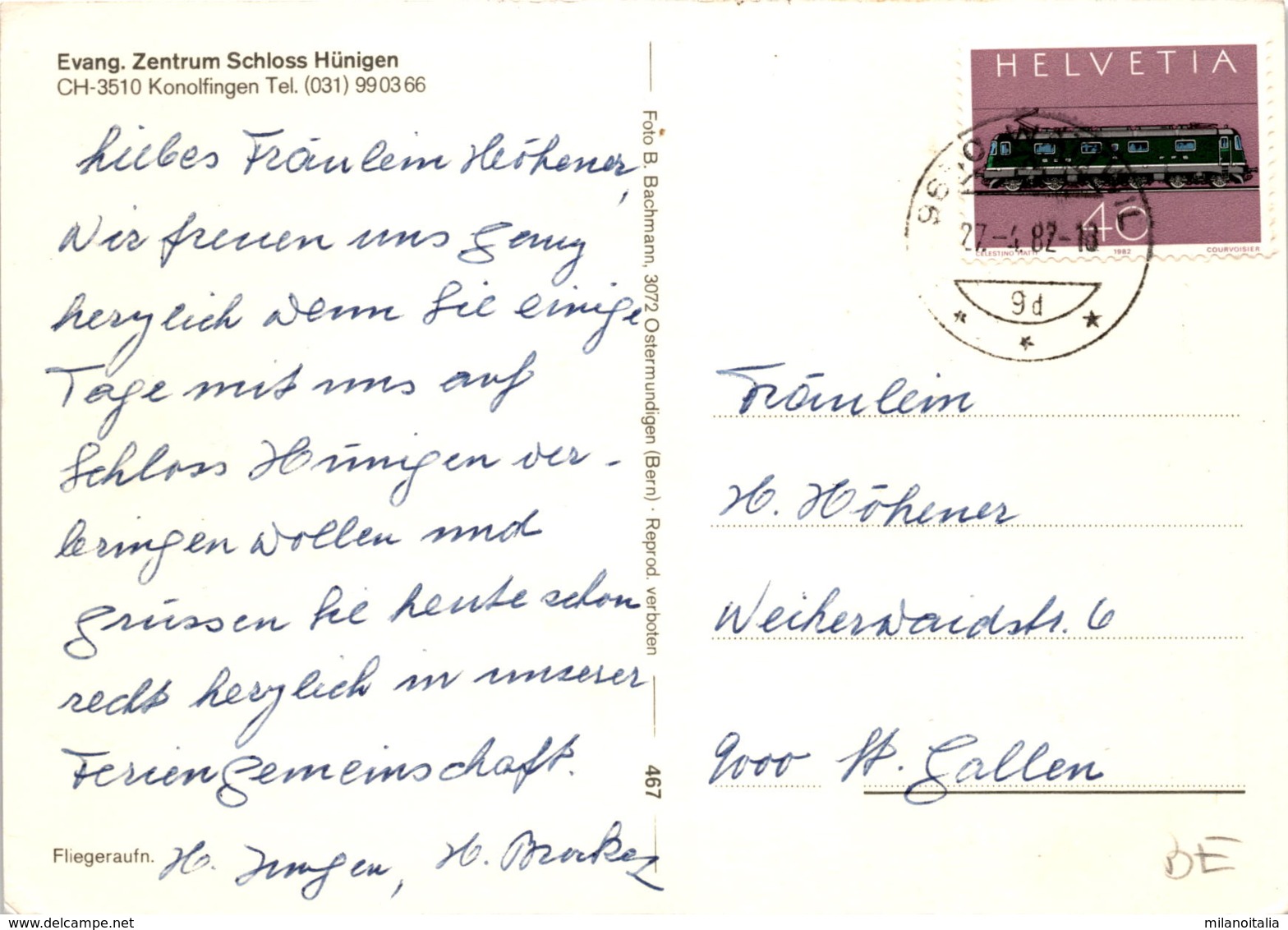 Evang. Zentrum Schloss Hünigen - Konolfingen - Fliegeraufnahme (467) * 27. 4. 1982 - Konolfingen