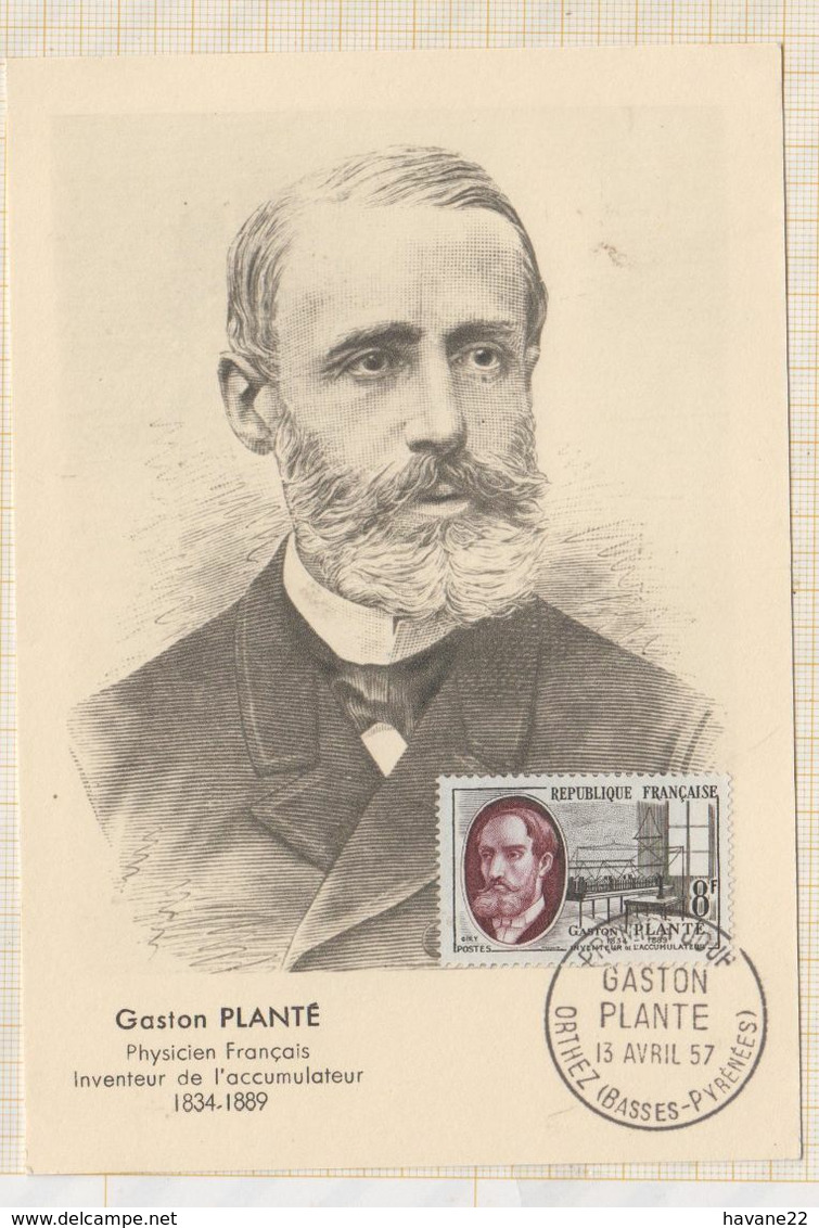 9/336 Carte Maximun GASTON PLANTE PHYSICIEN 1957 - ...-1929