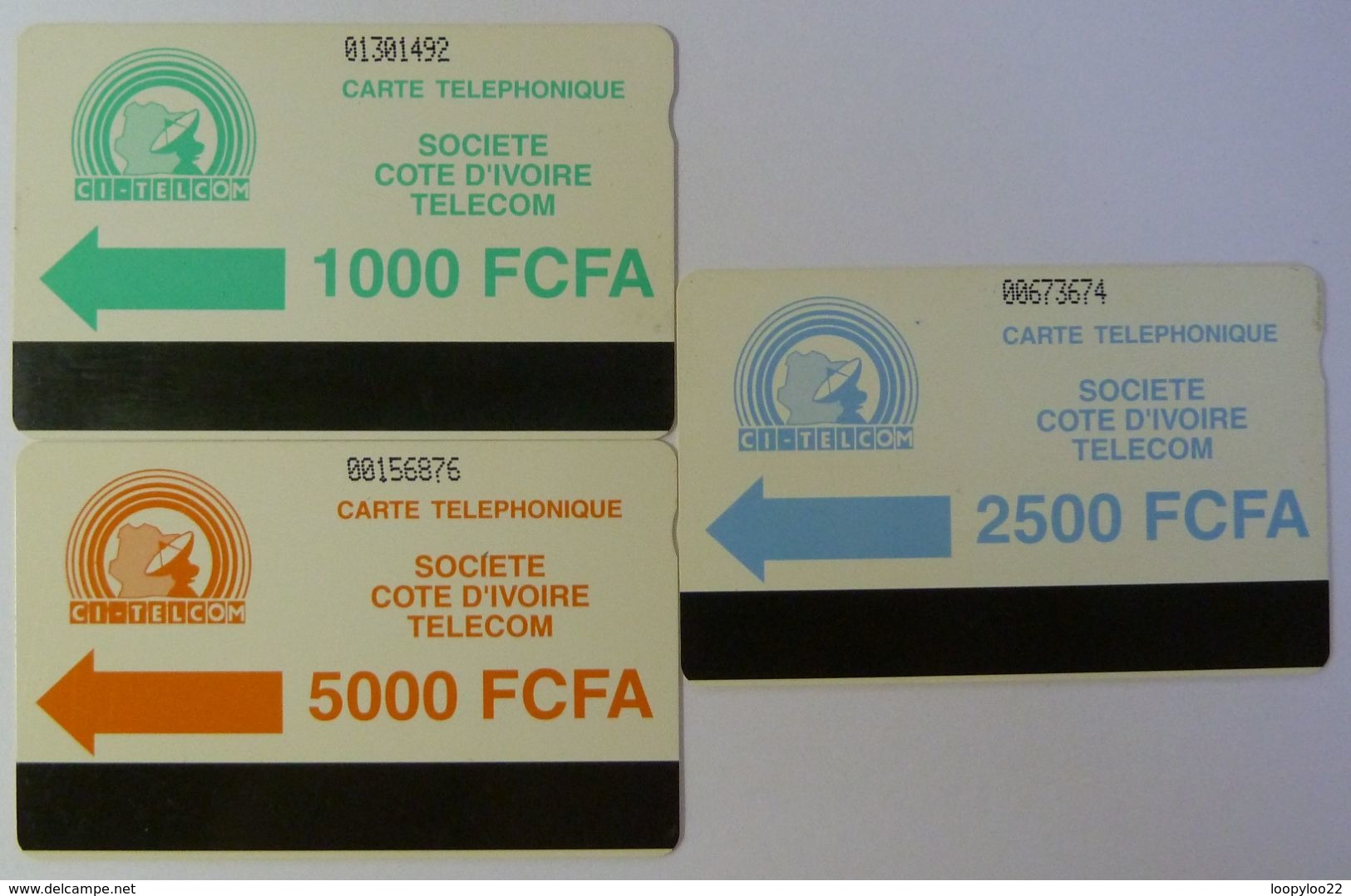 AFRICA - IVORY COAST - Autelca - Group Of 3 - 1000, 2500 & 5000 Units - Used - Ivory Coast