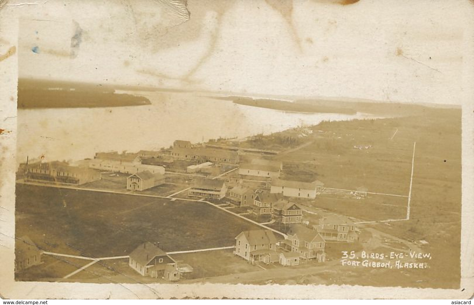 Real Photo Birds Eye View Fort Gibbon Alaska.  Defect Cut Top - Autres & Non Classés