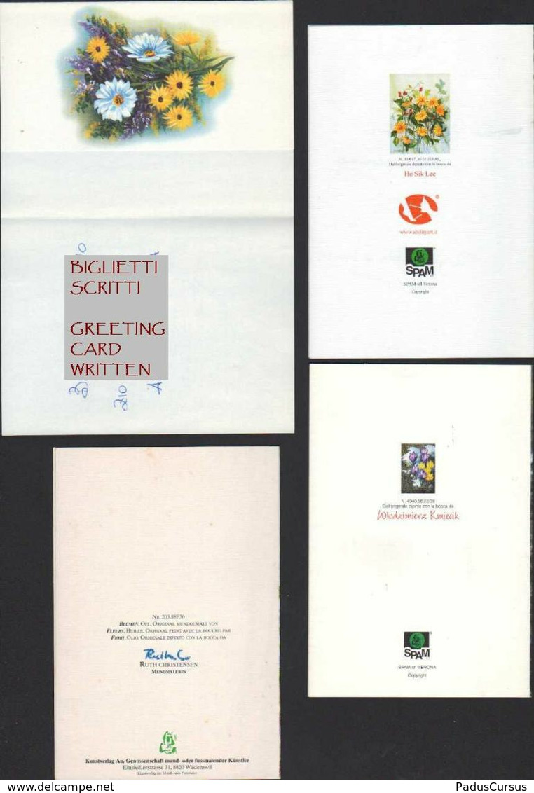 Biglietti Augurali Usati 4 Artisti Con La Bocca R. Christensen. P.Van Del Hulst Ho Sik Lee W. Kmiecik Flowers MAT00005 - Sonstige & Ohne Zuordnung