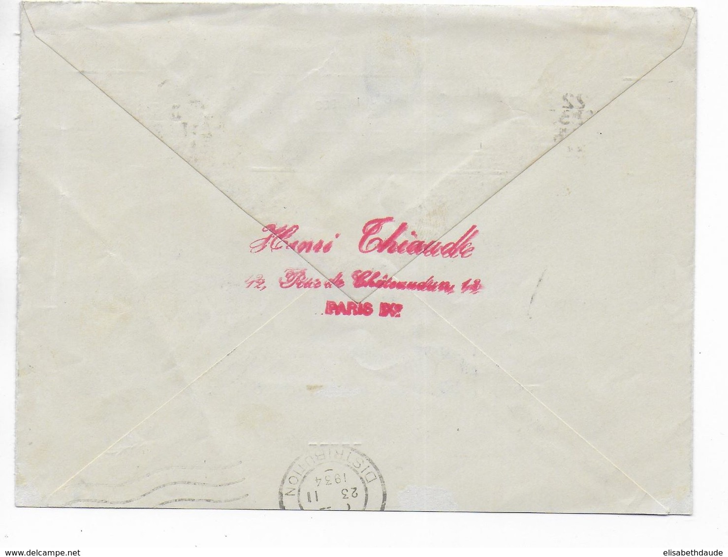 1934 - ENVELOPPE ENTIER POSTAL PAIX TSC ILLUSTREE EXPO NATIONALE De LILLE => PARIS - Standard Covers & Stamped On Demand (before 1995)
