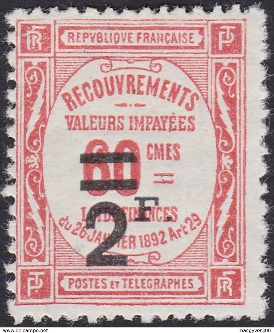 FRANCE, 1926, Recouvrements (Yvert 54 *) - 1859-1959 Nuevos