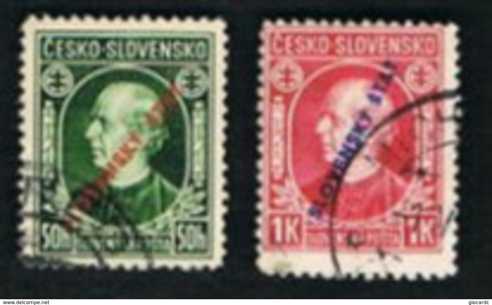 SLOVACCHIA (SLOVAKIA)  -  SG 23.24  -  1939 FATHER HLINKA (OVERPRINTED SLOVENSKY  STAT) COMPLET SET OF 2   -   USED - Oblitérés