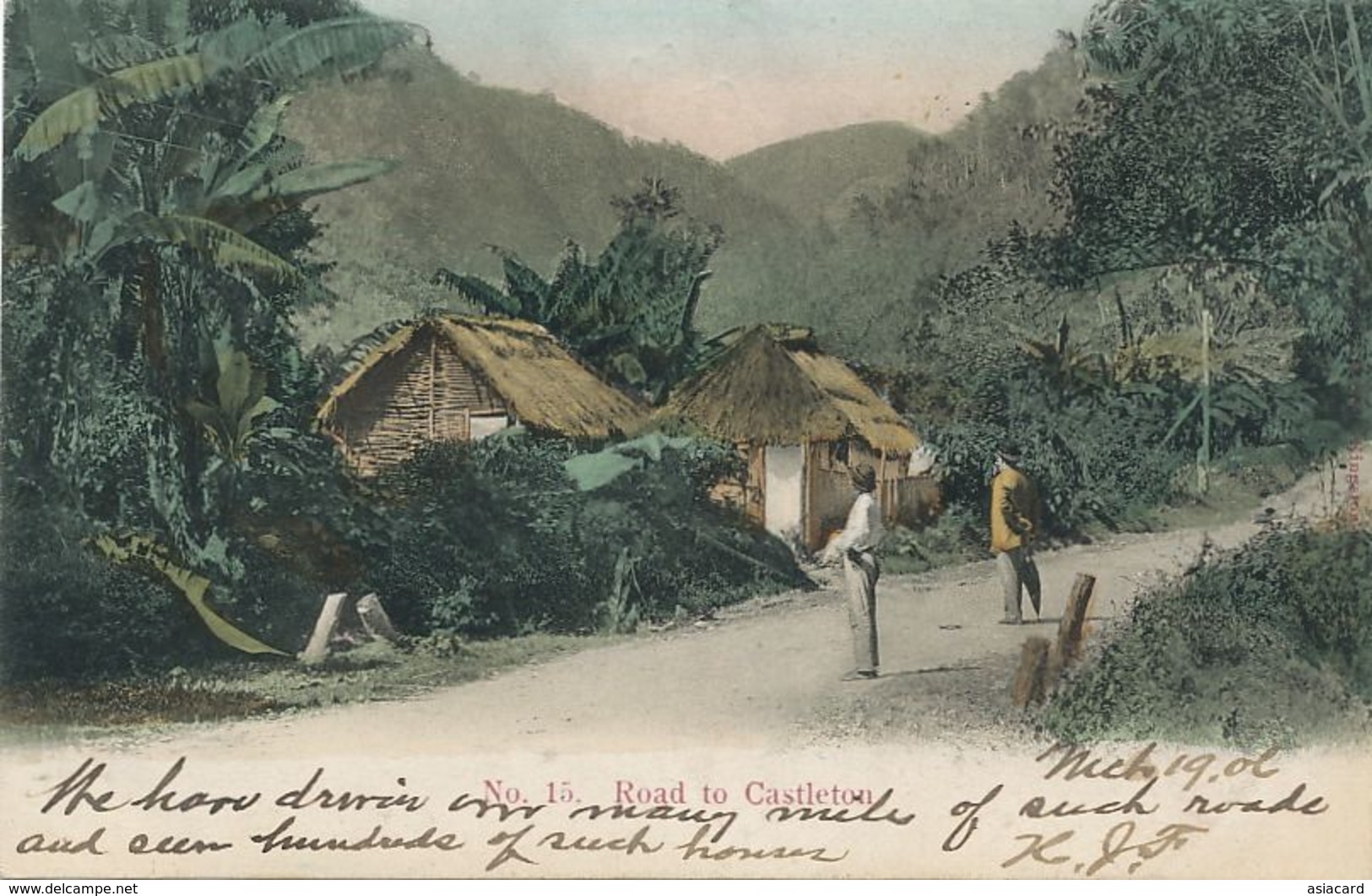 Road To Castleton Hand Colored  P. Used  To USA . Banana Trees - Jamaïque