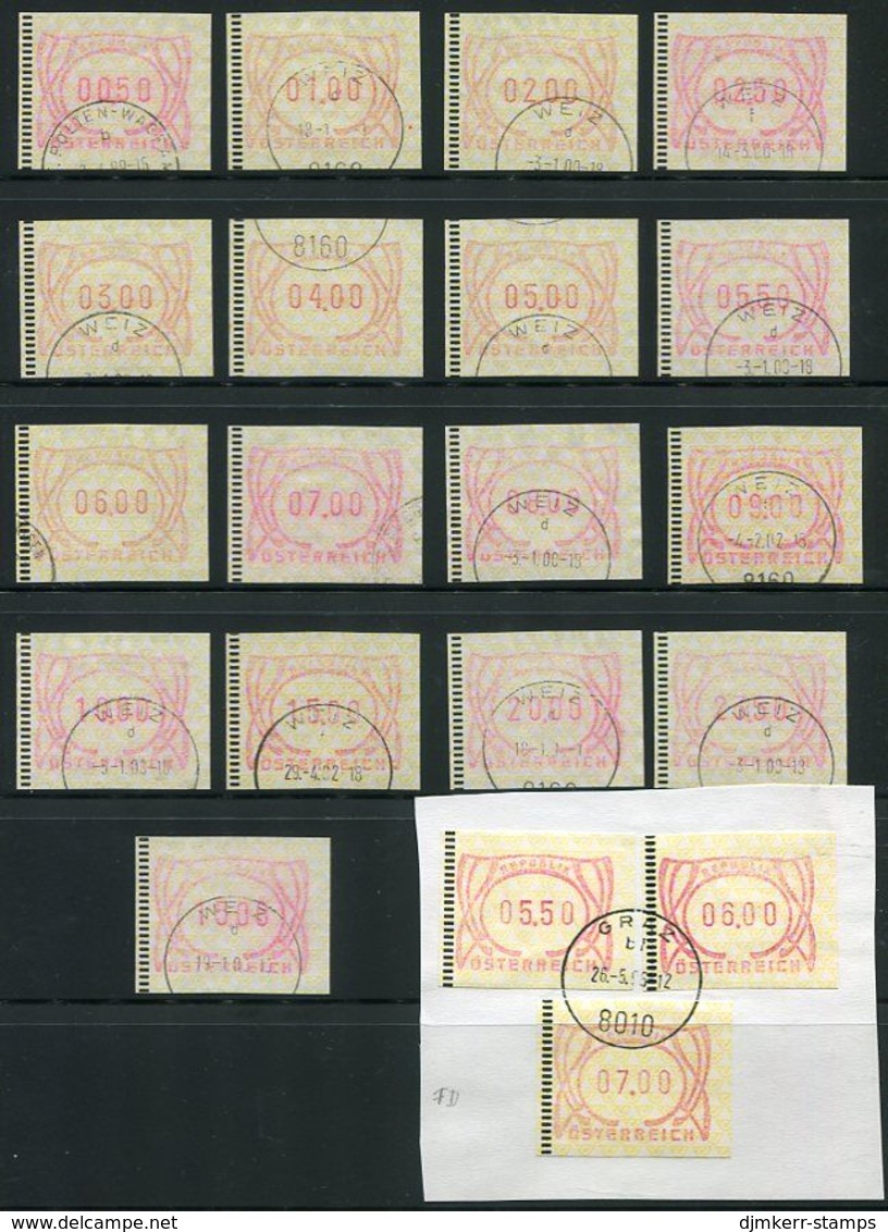 AUSTRIA 1983-2001 Collection Of 76 ATM Labels, Cancelled . Michel 1-5 - Máquinas Franqueo (EMA)