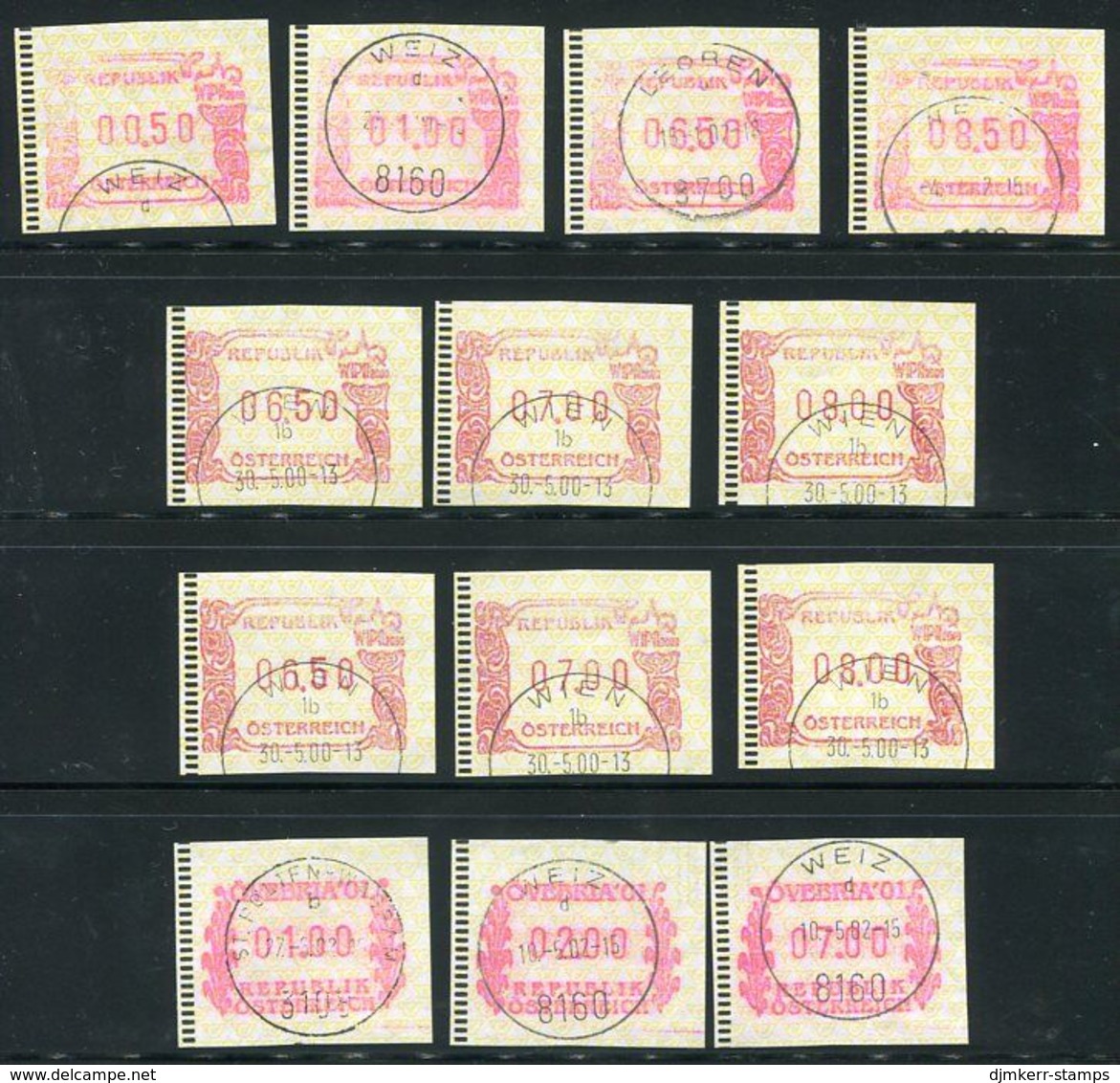 AUSTRIA 1983-2001 Collection Of 76 ATM Labels, Cancelled . Michel 1-5 - Máquinas Franqueo (EMA)