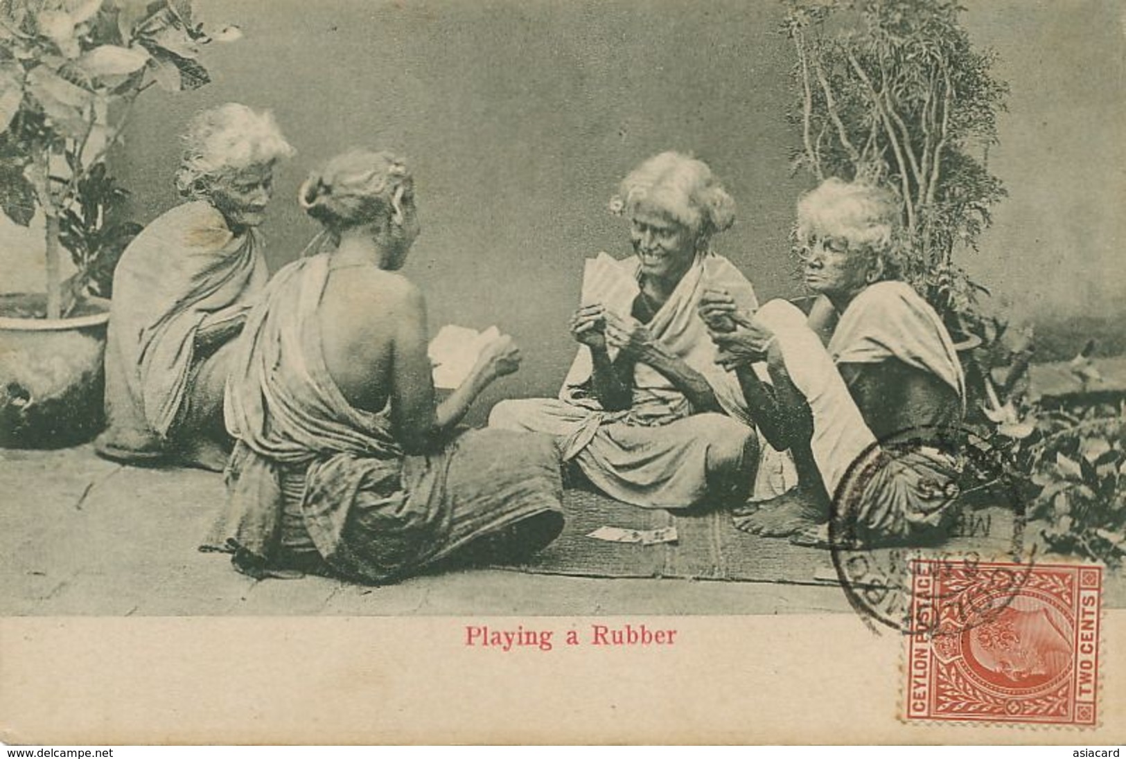 Playing A Rubber . Playing Cards . Jeu Argent . Jeu De Cartes . Vieilles Femmes . P. Used Colombo - Sri Lanka (Ceylon)