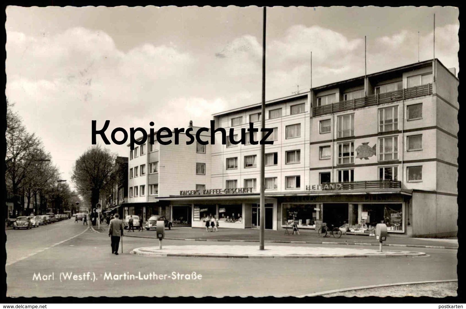ÄLTERE POSTKARTE MARL MARTIN-LUTHER-STRASSE KAISERS KAFFEE GESCHÄFT HEILAND FISCH VW Volkswagen Postcard Ansichtskarte - Marl