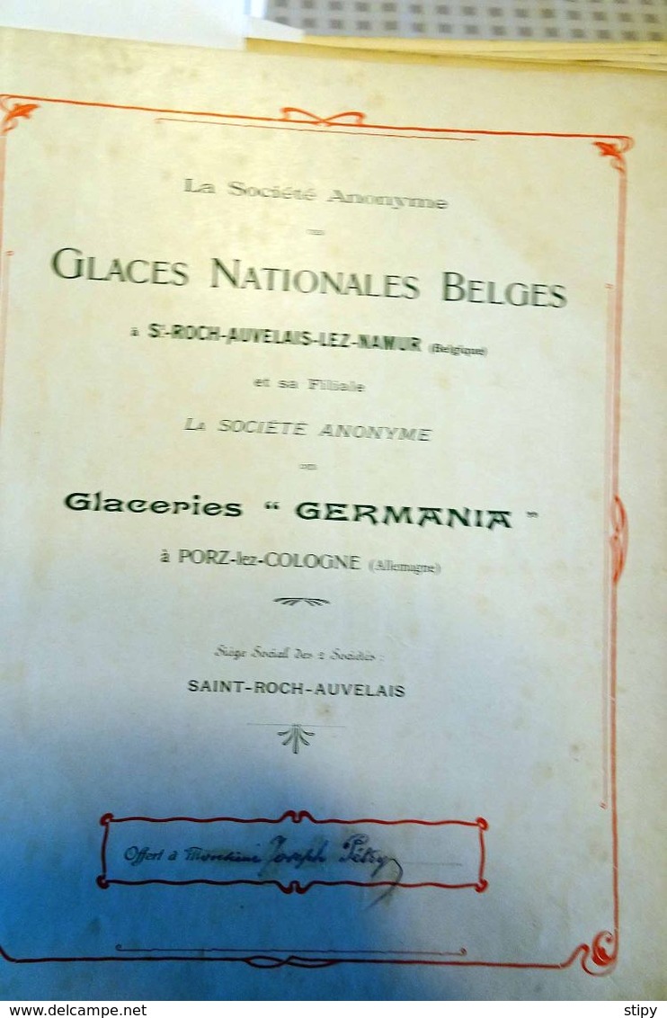 Auvelais – Porz-Cologne; Glaces Nationales Belges Et Glaceries Germania, 1905, 32 Pages. Ouvrage Très Rare. ATTENTION, - Altri & Non Classificati