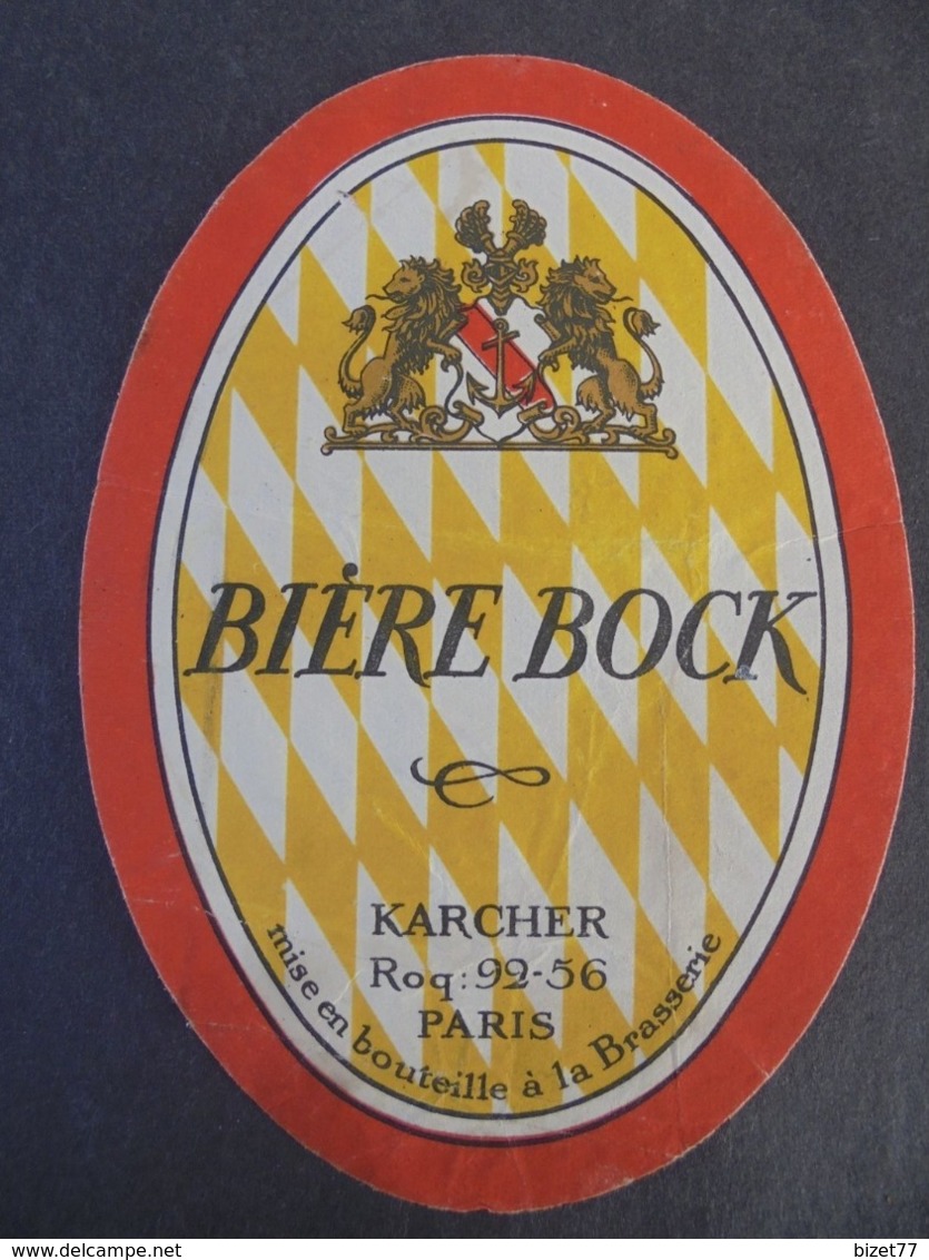 ETIQUETTE BIERE - BIERE BOCK , KARCHER - PARIS - ETAT MOYEN, VOIR SCAN - Bier
