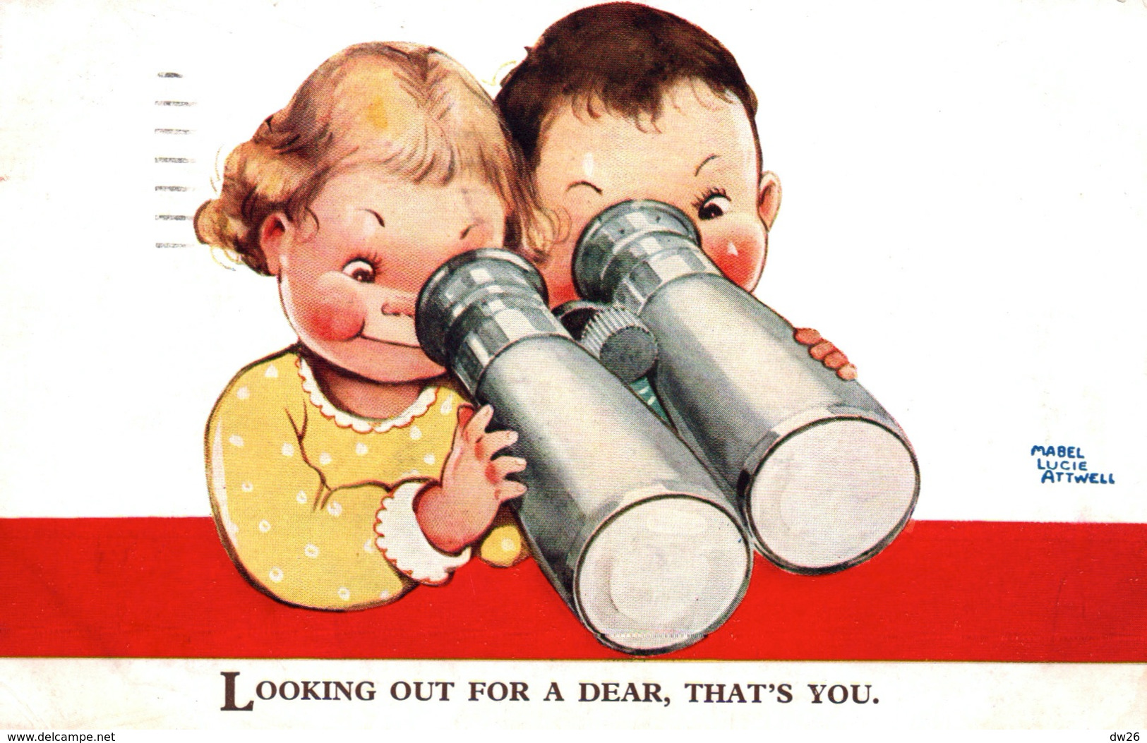 Illustration Mabel Lucie Attwell - Enfants Et Jumelles: Looking Out For A Dear, That's You (à La Recherche D'un Ami) - Attwell, M. L.