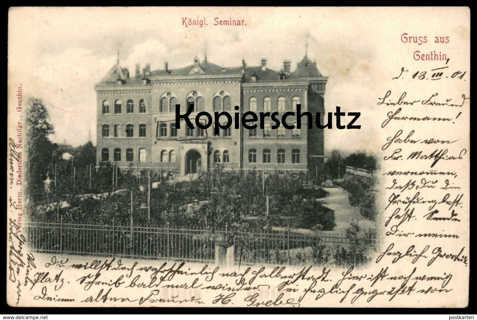 ALTE POSTKARTE GRUSS AUS GENTHIN KÖNIGLICHES SEMINAR Schule School école Cpa Postcard Ansichtskarte AK - Genthin