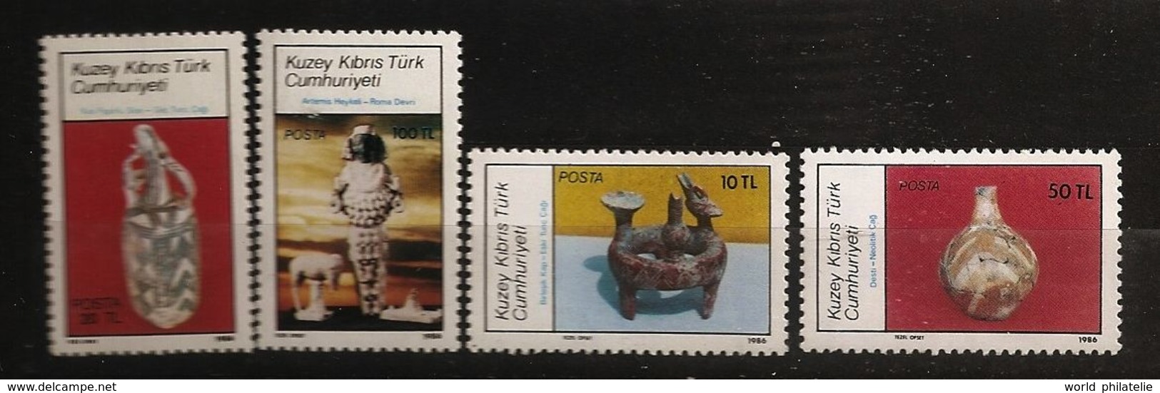 Turquie Chypre Turc RTCN 1986 N° 167 / 70 ** Archéologie, Âge Du Bronze, Oiseau, Cruche, Néolithique, Artémis, Statue - Autres & Non Classés