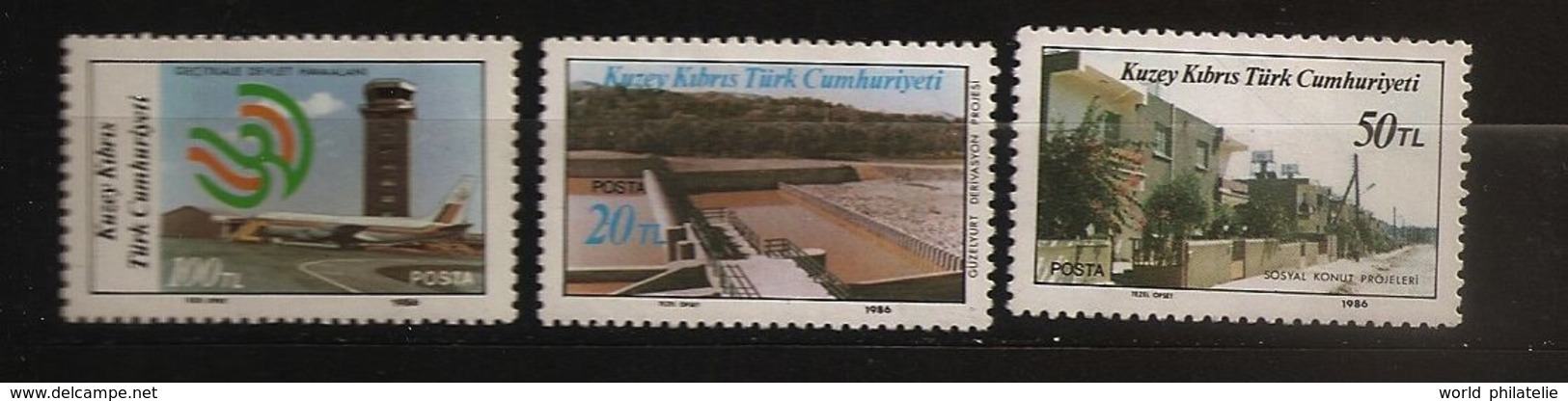 Turquie Chypre Turc RTCN 1986 N° 175 / 7 ** Barrage, Hydroélectricité, Avion, Tour De Contrôle, Aéroport, Electricité - Other & Unclassified