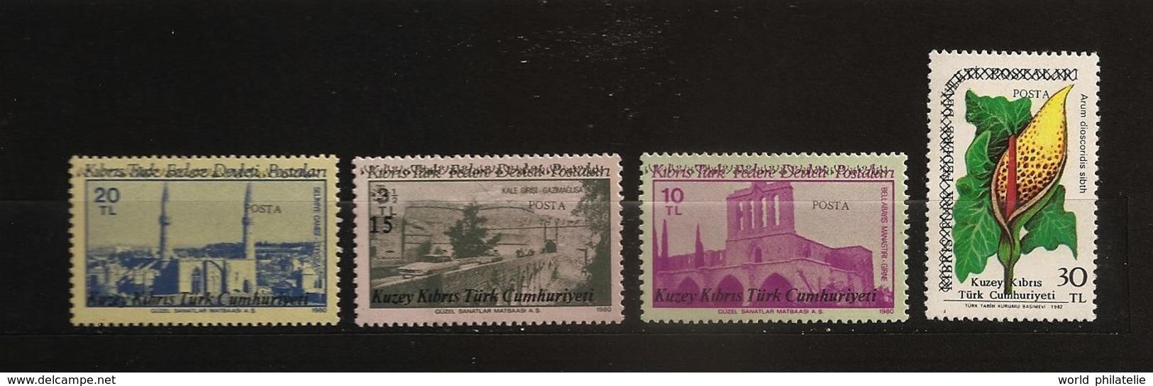 Turquie Chypre Turc RTCN 1987 N° 184 / 7 ** Surchargés, Pont, Famagouste, Minaret, Mosquée, Monastère, Arum Dioscoridis - Altri & Non Classificati