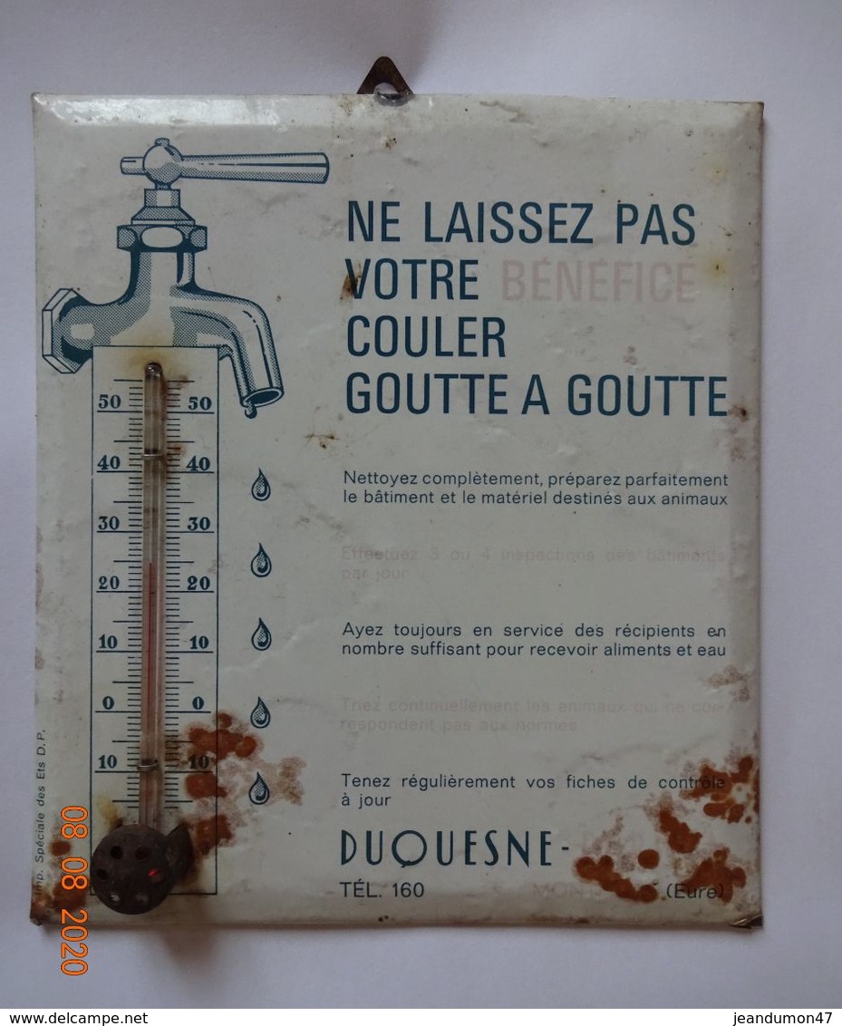 PLAQUE THERMOMETRE . - . ETABLISSEMENT DUQUESNE  ( EURE ). USURE DU TEMPS - Agricoltura