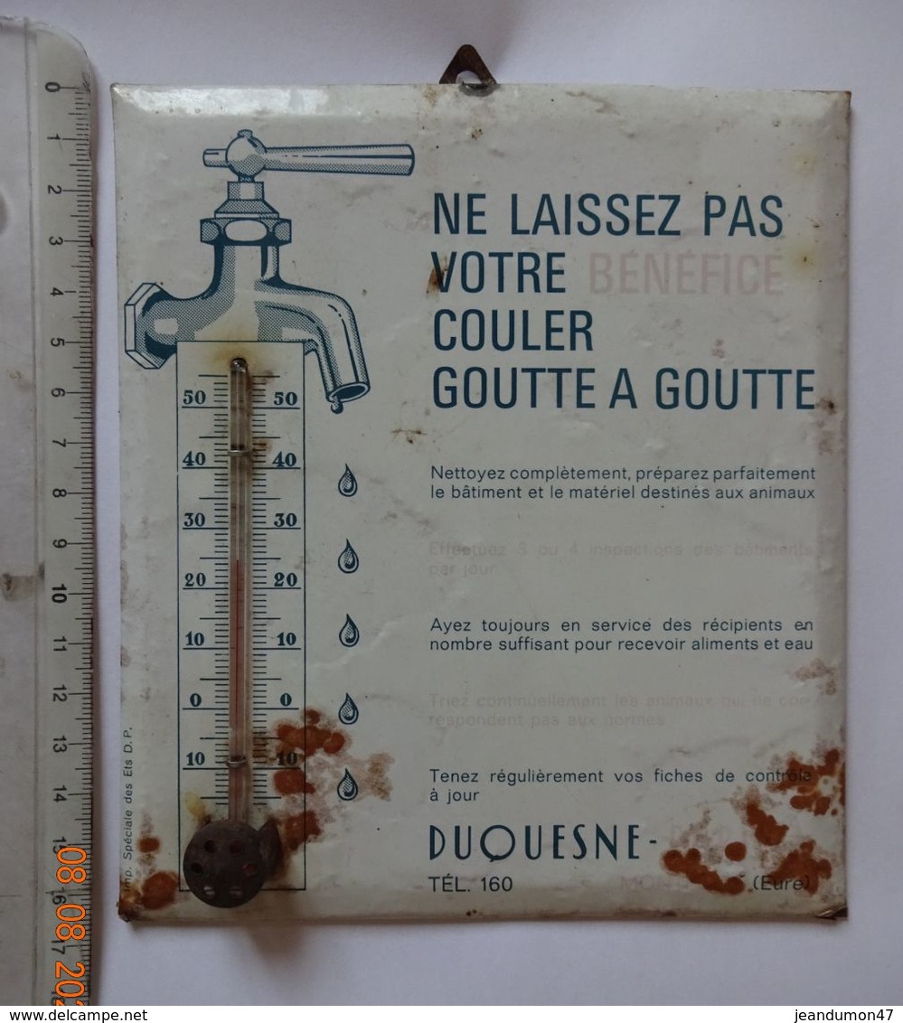 PLAQUE THERMOMETRE . - . ETABLISSEMENT DUQUESNE  ( EURE ). USURE DU TEMPS - Landwirtschaft