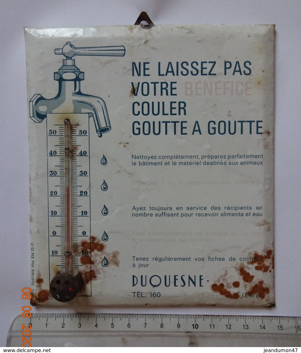 PLAQUE THERMOMETRE . - . ETABLISSEMENT DUQUESNE  ( EURE ). USURE DU TEMPS - Agriculture