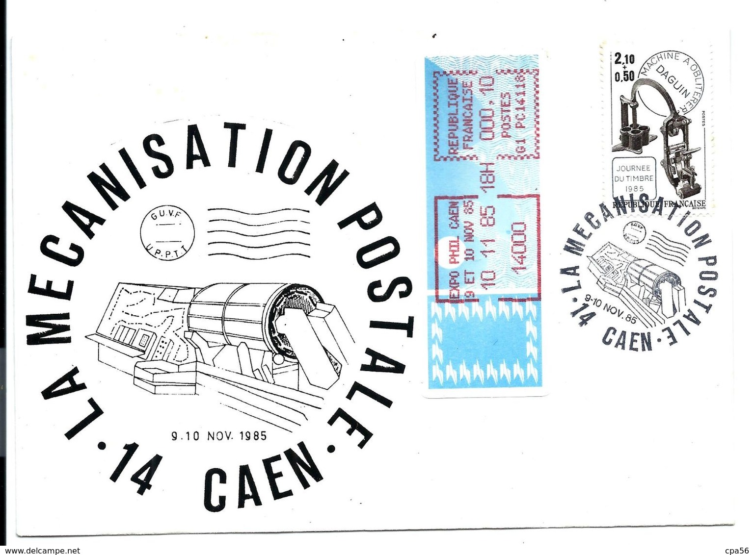14 CAEN > GUICHET G1 > Expo Philatélique 10/11/1985 Sur Lettre La MÉCANISATION  DAGUIN - VENTE DIRECTE X - 1985 « Carrier » Paper