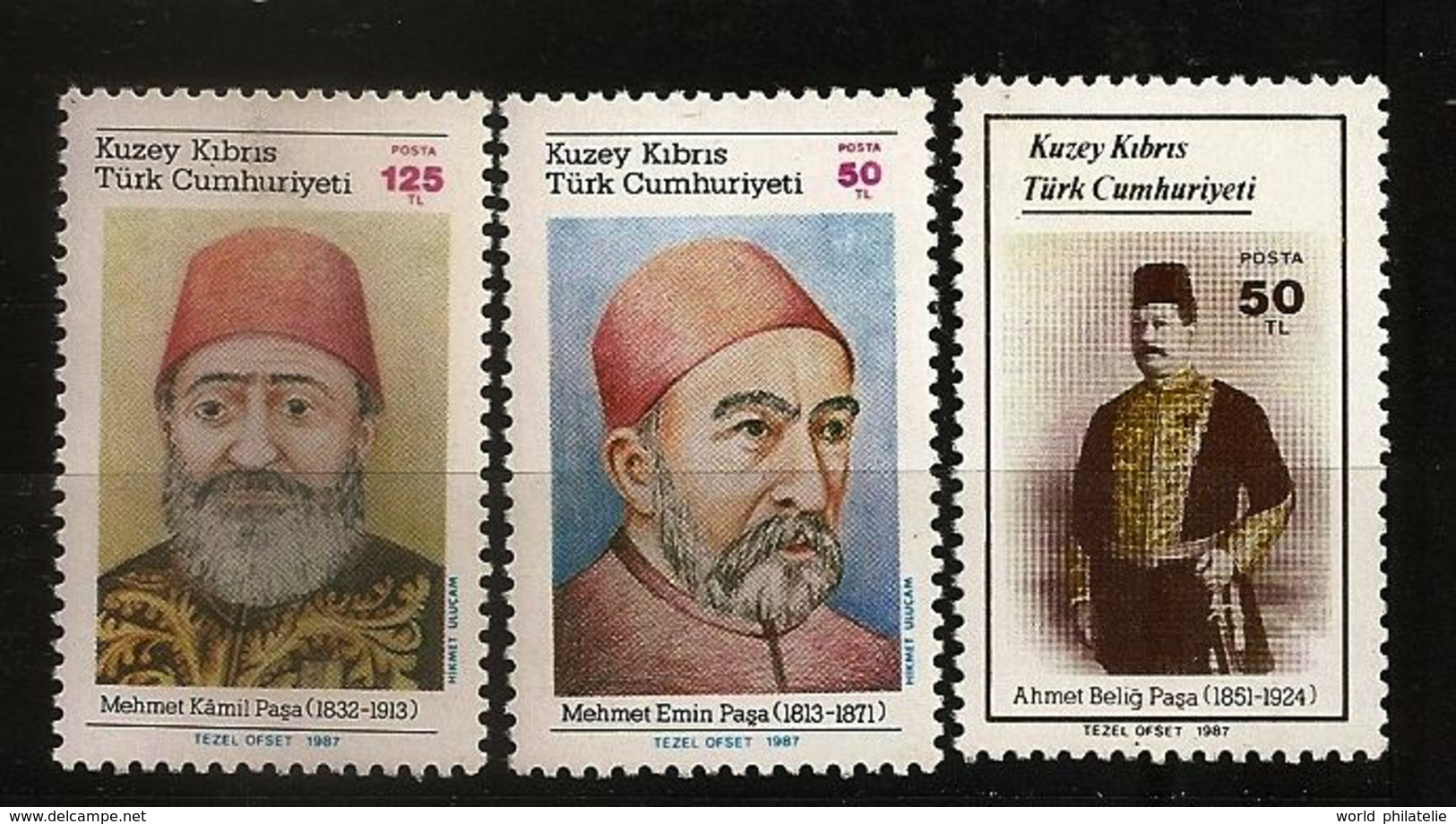 Turquie Chypre Turc RTCN 1987 N° 199 / 201 ** Epée, Mehmed Emin Pacha, Ottoman, Grand Vizir, Abdülmecid, Belig, Kamil - Otros & Sin Clasificación