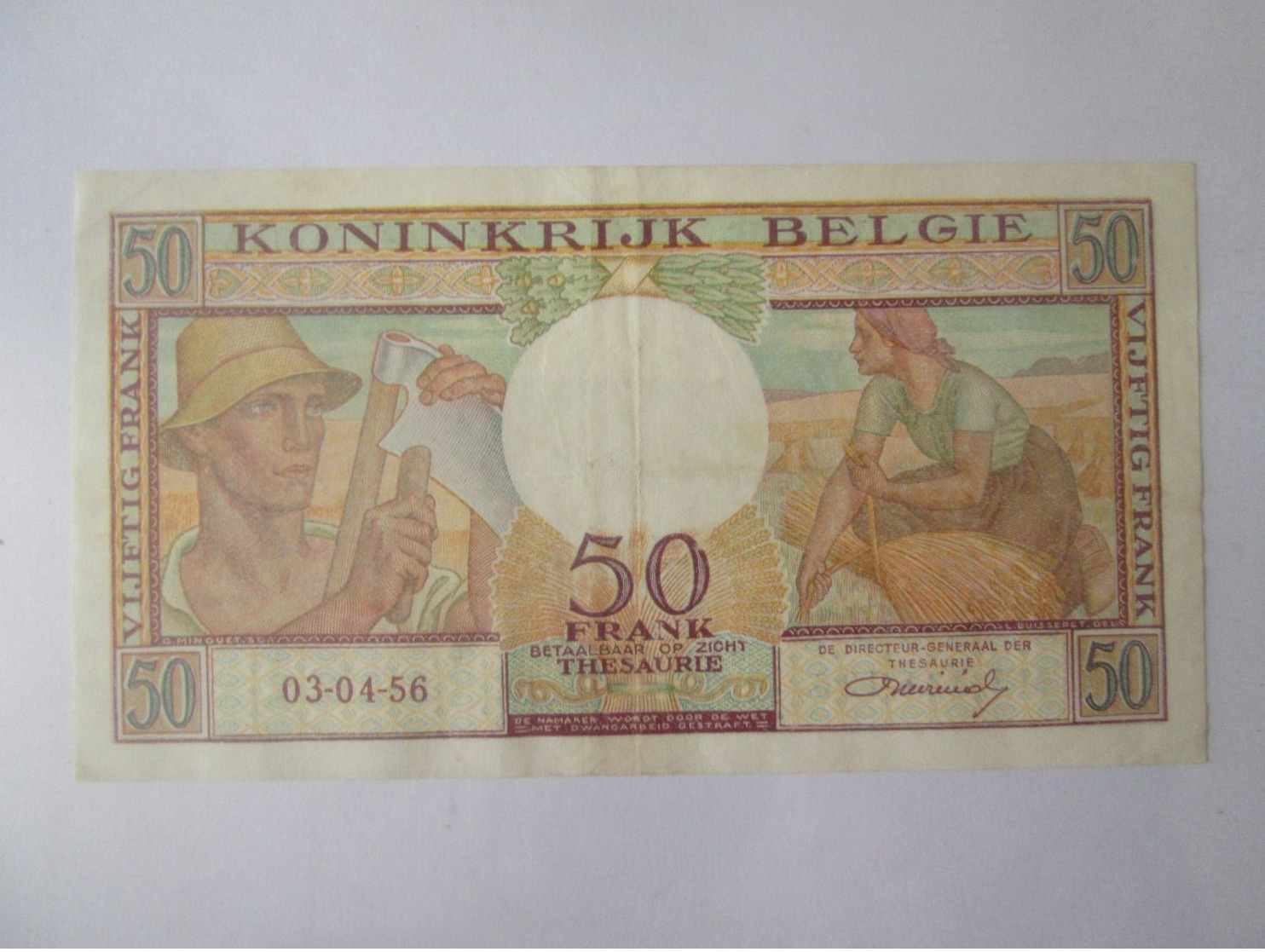 Belgium/Belgique 50 Francs/Frank 1956 Banknote - Andere & Zonder Classificatie