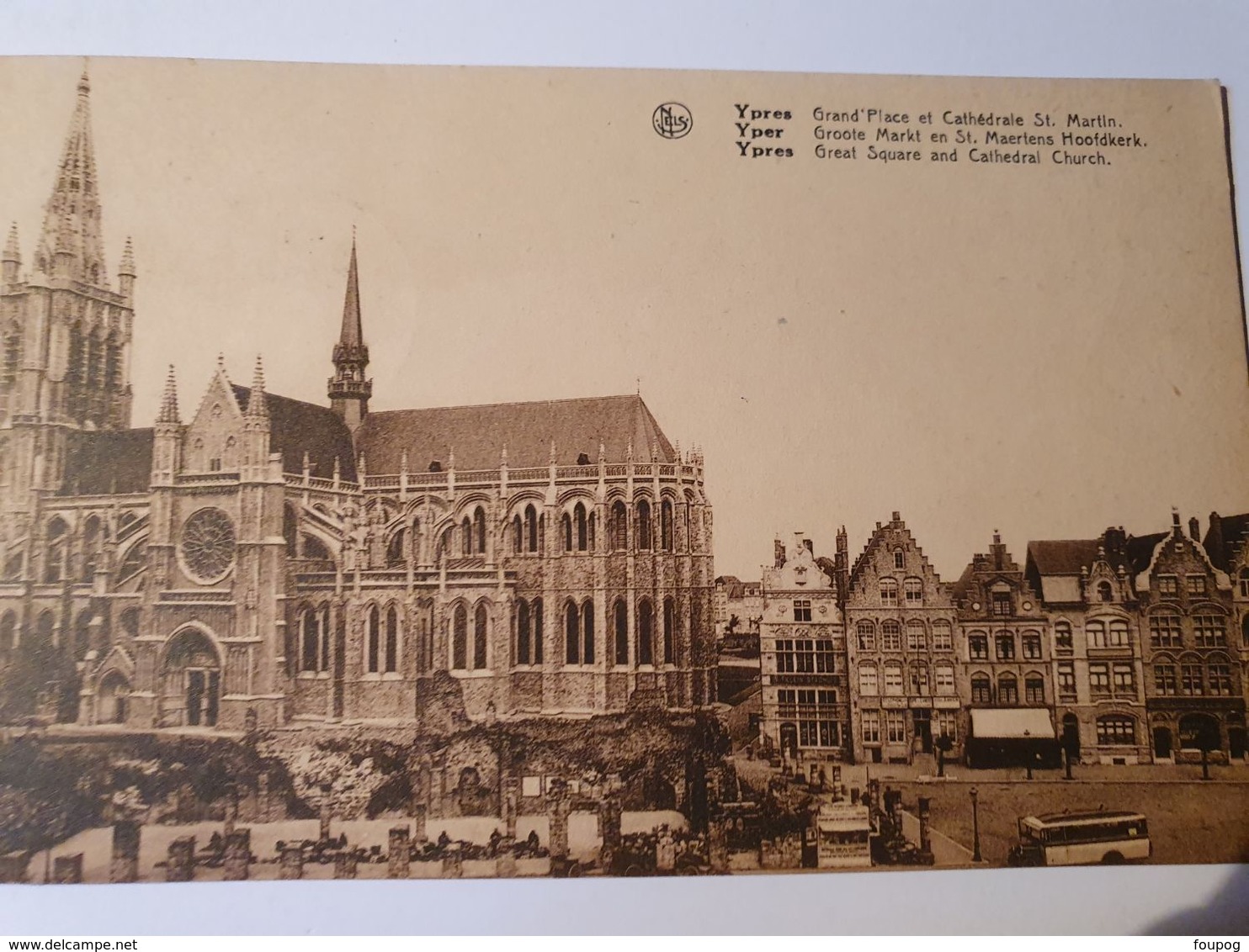 CPA YPRES YPER RAND PLACE GROOTE MARKT ST MAARTENS HOOFKERK SAINT MARTIN CATHEDRALE IEPER - Ieper