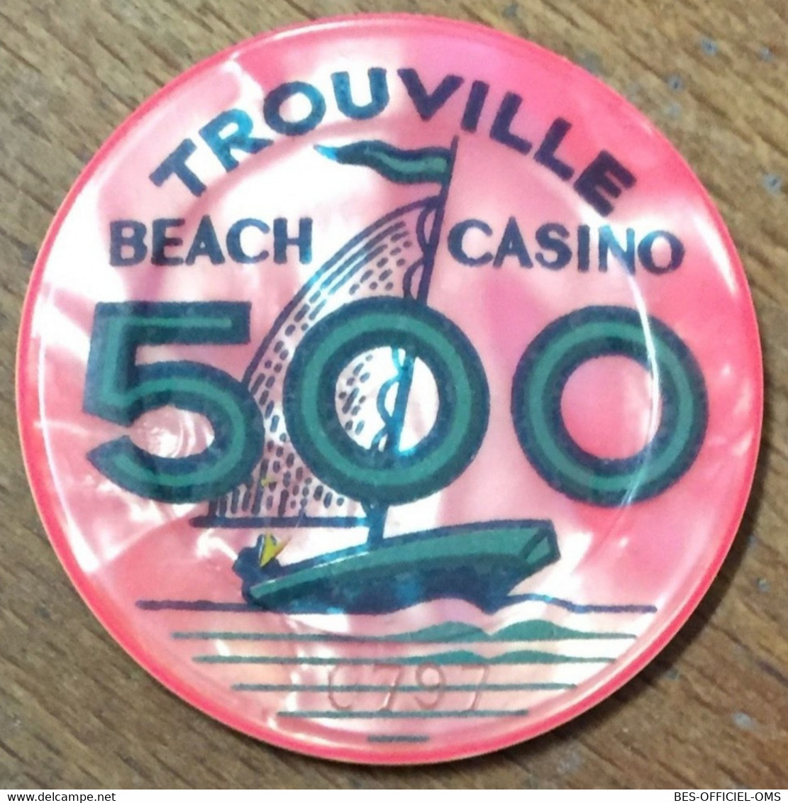76 TROUVILLE BEACH CASINO JETON DE 500 ANCIENS FRANCS N° 0797 CHIP TOKENS COINS GAMING - Casino