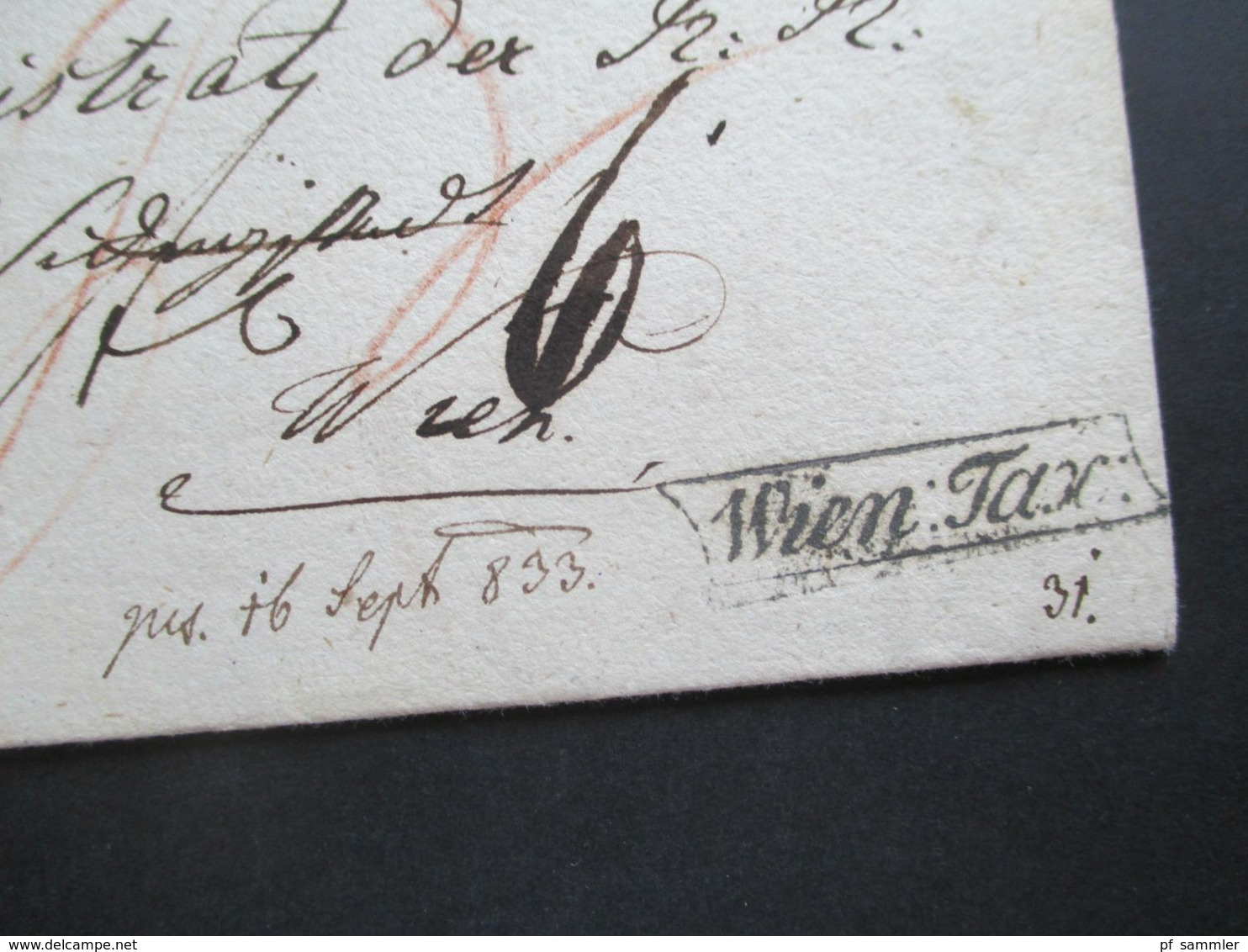 Österreich 11.9.1833 Dienstbrief Mit Vielen Stempeln Und Vermerken U.a. Ra 1 Wien : Tax Und Oval Stp. Schw... - ...-1850 Voorfilatelie
