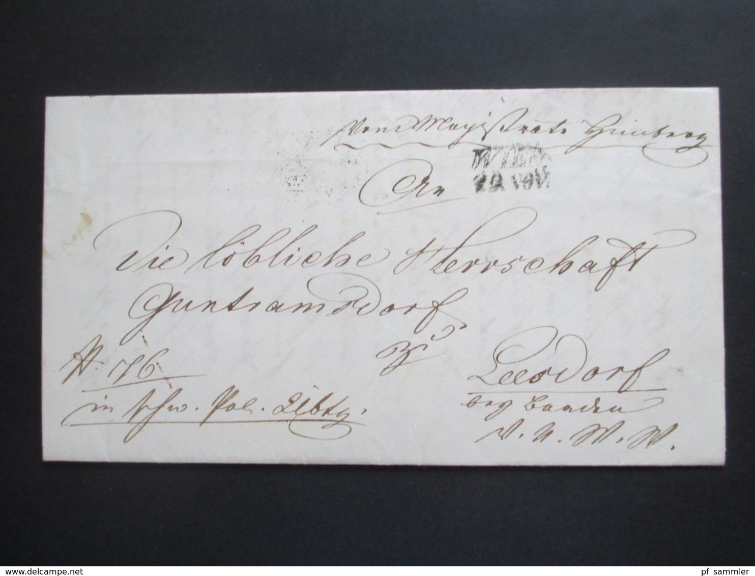 Österreich 17.11.1847 Dienstbrief Mit Inhalt Und Rückseitig Mit Fahnenstempel Himberg 1. Exp. - ...-1850 Voorfilatelie