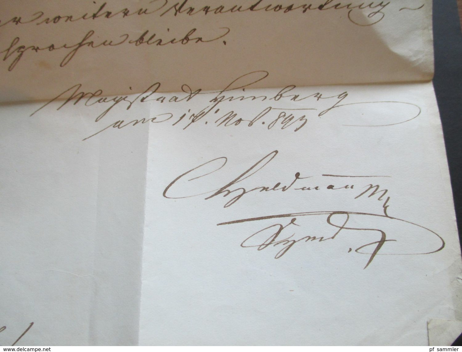 Österreich 17.11.1847 Dienstbrief mit Inhalt und rückseitig mit Fahnenstempel Himberg 1. Exp.