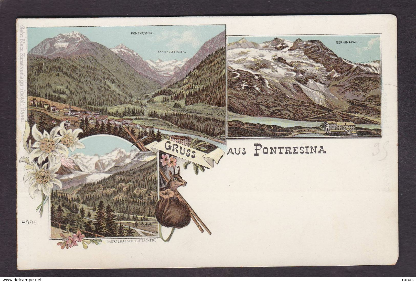 CPA Suisse Helvétia Schweiz Svizzera Non Circulé Litho Gruss Canton Des Grisons PONTRESINA - Pontresina