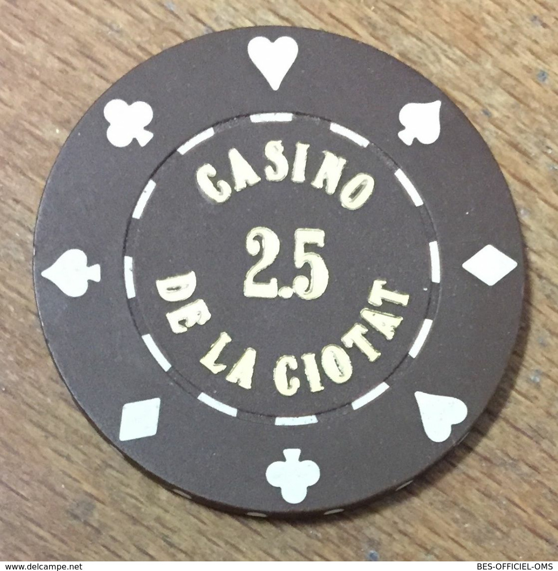 13 LA CIOTAT CASINO GROUPE PARTOUCHE JETON DE 2,5 EURO CHIP TOKENS COINS GAMING - Casino