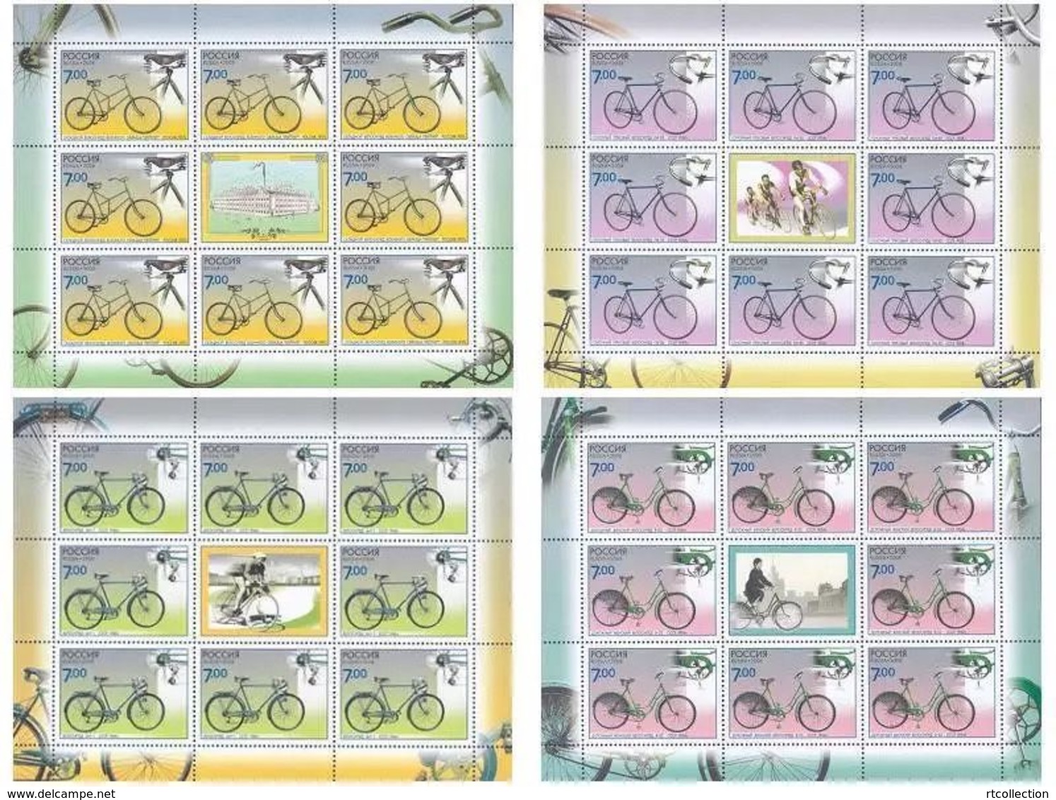 Russia 2008 Sheet History Of Sciences Technique Bicycles Transport Bike Cycling Race Bicycle Stamps MNH Michel 1518-1521 - Feuilles Complètes