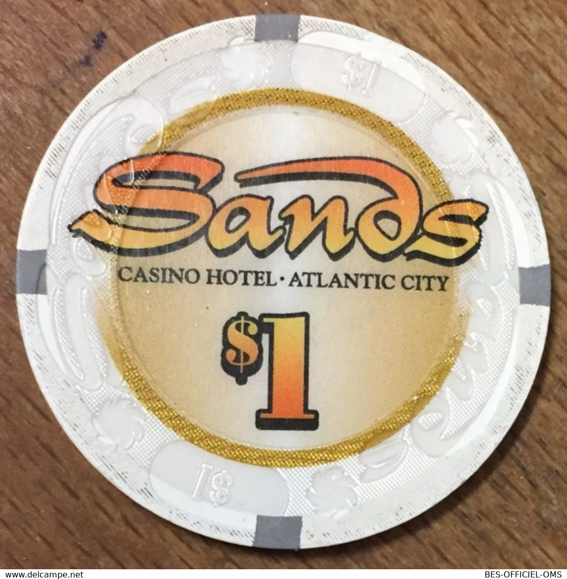 ÉTATS-UNIS USA NEW JERSEY ATLANTIC CITY SANDS CASINO CHIP 1 $ JETON TOKEN COIN CASINO FERMÉ - Casino