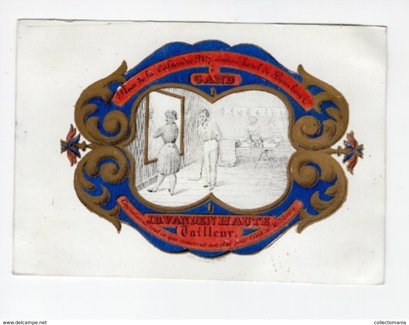 1 Carte Porcelaine   Tailleur J.B. Vanden Haute Ancien Hotel De Bourbon Pour Civil & Militaire Ca 1850  Afm.14x9,5 - Porcelaine