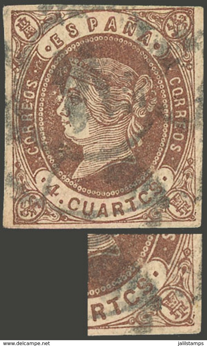 SPAIN: Sc.56, 1862 4c. Brown On Rose, With "CUARTCS" Variety, VF And Interesting!" - Autres & Non Classés